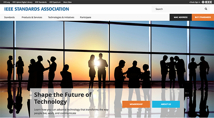 screenshot image of the IEEE Standards website