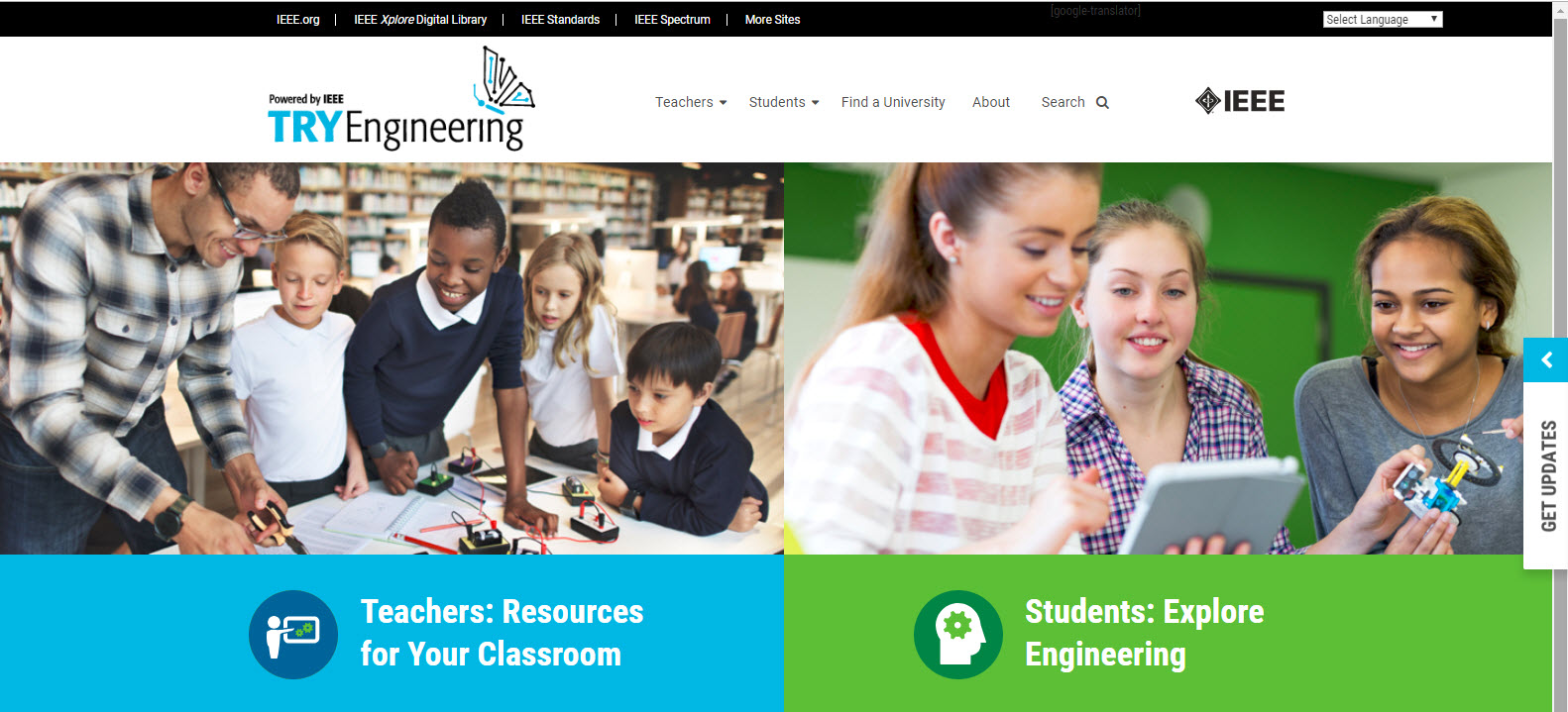 image of tryengineering.org website home page