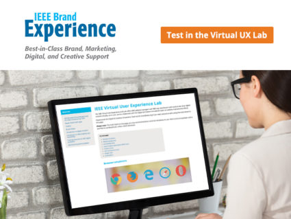 image showing user looking at a computer for testing their content online in the IEEE virtual UX lab