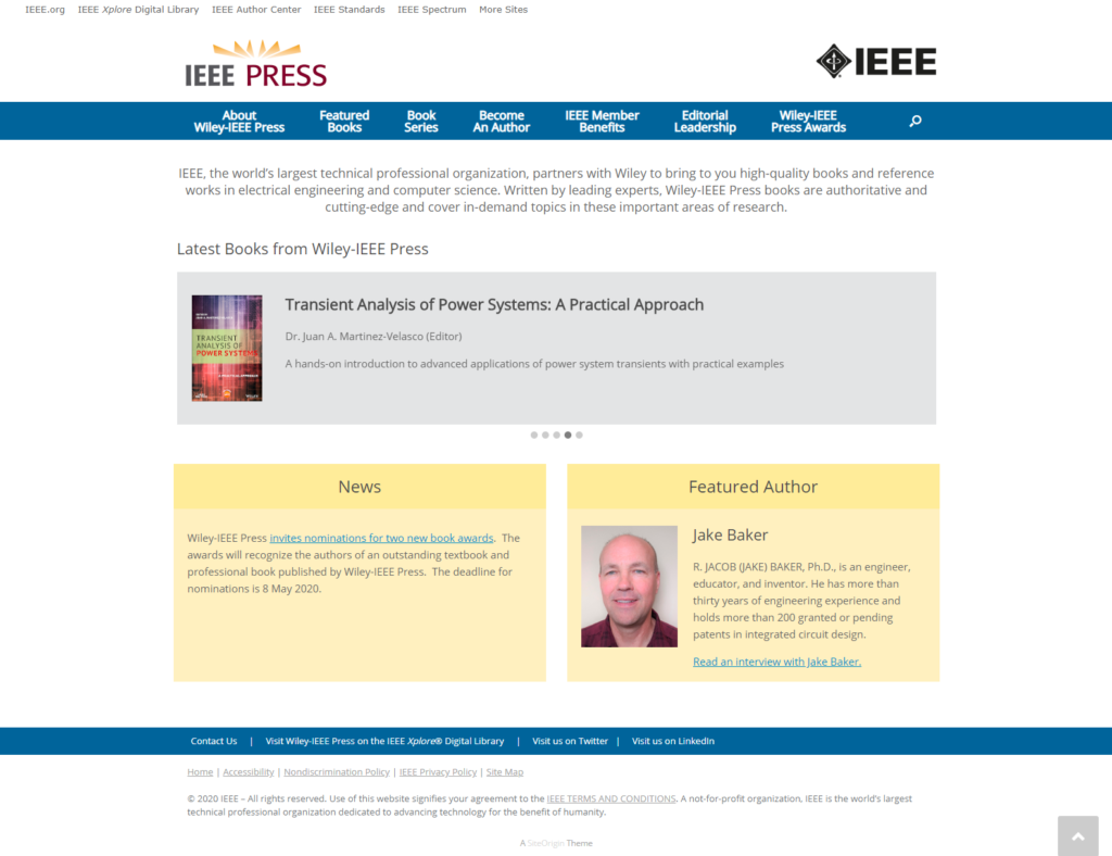 image showing the IEEE Press website home page
