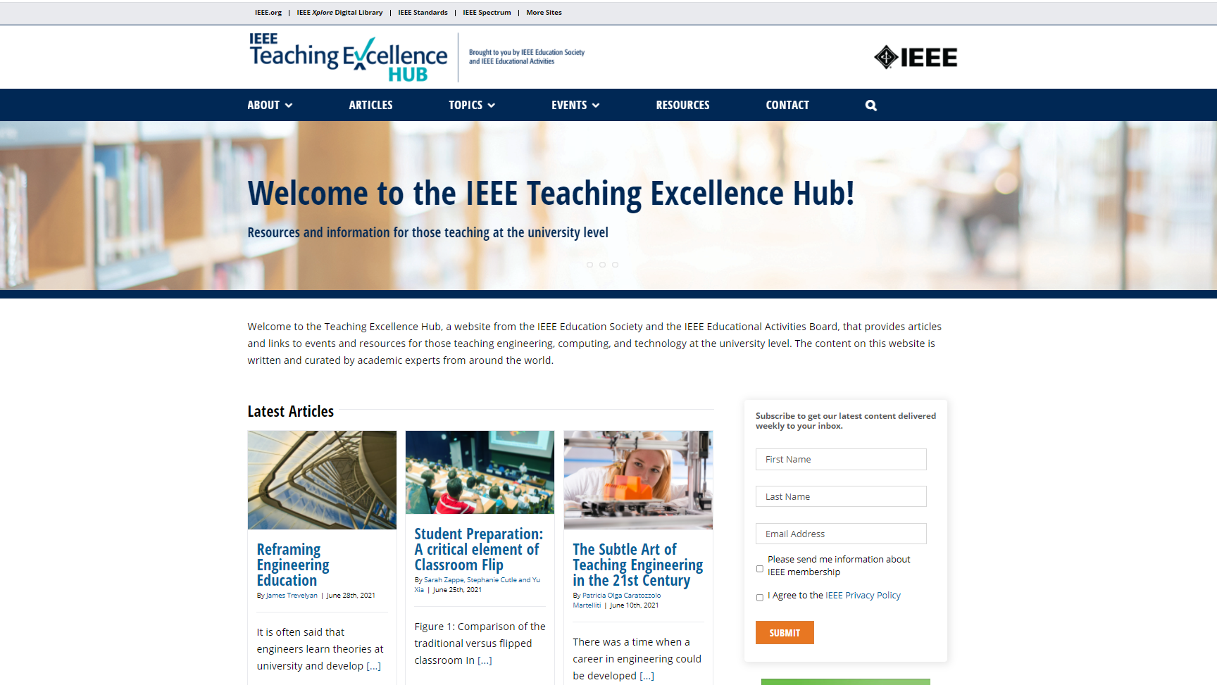 image showing the home page of the teaching excellence hub website
