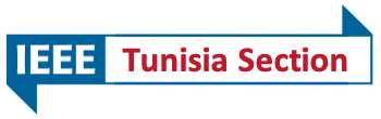 An image of a customized Section flag that contains the IEEE wordmark and the Tunisia Section title