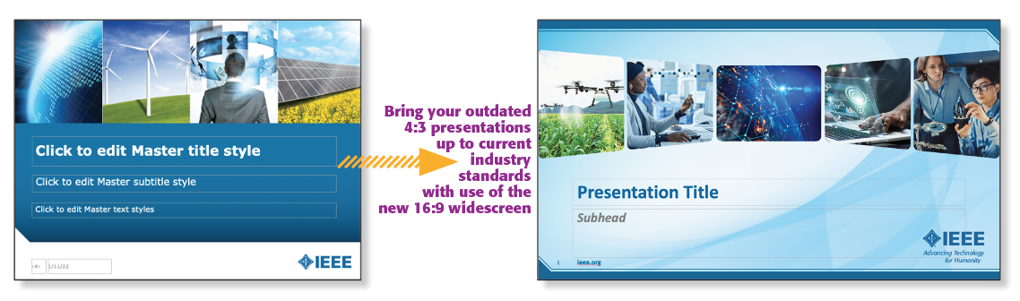 Transition from a dated PowerPoint presentation to a modern PowerPoint presentation