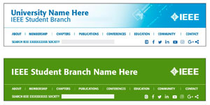 Example of IEEE Student branches/chapters website header banners.